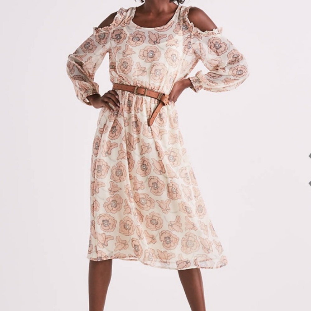 Lucky Brand Cold Shoulder Floral Garden Dress